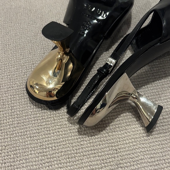 STAUD Neve Black Slingback Heels with Gold and silver Accents - Picture 6 of 7